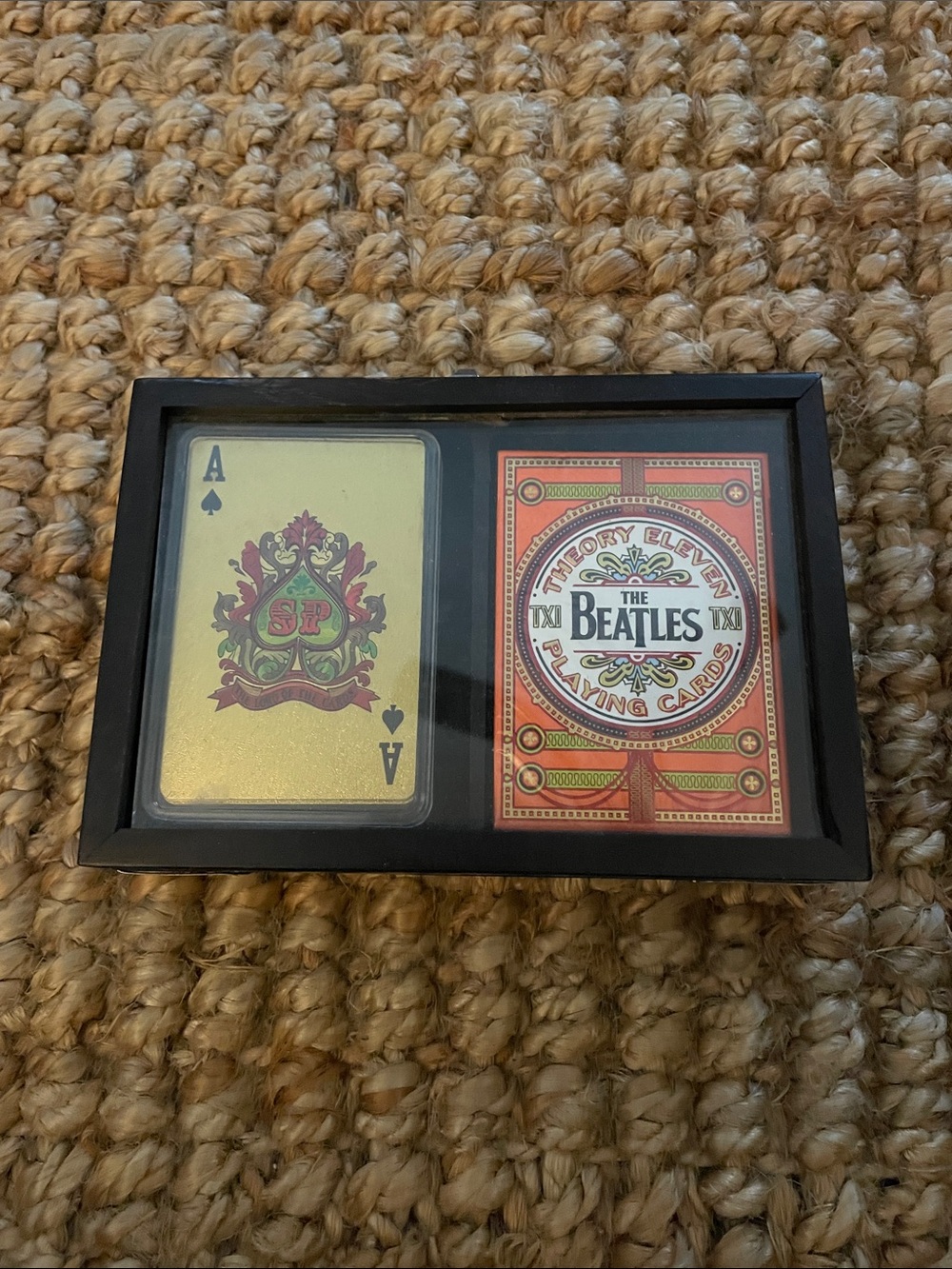 The Beatles Playing Cards in Black Frame - Yellow & Red